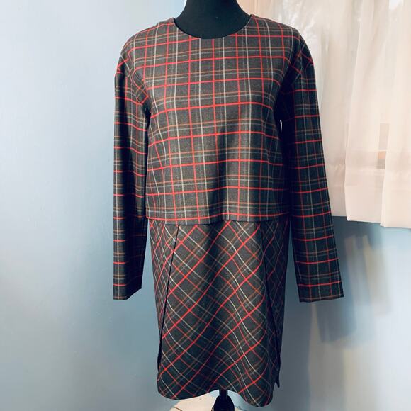 French Connection Plaid Long Sleeve Dress Size 4 - Picture 1 of 7
